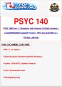 PSYC 140 Exam 1 &vert; Questions and Answers &lpar;Verified Answers&rpar; &vert; Latest &lpar;2026&sol;2027&rpar; Updated Version &vert; 100&percnt; Guaranteed Pass &vert; Portage Learning
