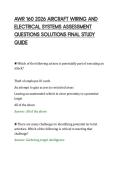 AWR 160 2026 AIRCRAFT WIRING AND&NewLine;ELECTRICAL SYSTEMS ASSESSMENT&NewLine;QUESTIONS SOLUTIONS FINAL STUDY&NewLine;GUIDE
