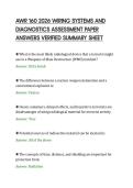AWR 160 2026 WIRING SYSTEMS AND&NewLine;DIAGNOSTICS ASSESSMENT PAPER&NewLine;ANSWERS VERIFIED SUMMARY SHEET