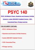 PSYC 140 Module 4 Exam &vert; Questions and Answers &lpar;Verified Answers&rpar; &vert; Latest &lpar;2026&sol;2027&rpar; Updated Version &vert; 100&percnt; Guaranteed Pass &vert; Portage Learning