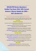 NCLEX-PN Review Questions &vert; Verified Test Exam With 100&percnt; Correct Answers &vert; Newest Update for 2026 &ndash; 2027 &lpar;Graded A&plus;&rpar;&NewLine;