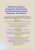 NCLEX Practice Questions &vert; Comprehensive Study Guide Exam with 100&percnt; Verified Answers &vert; Newest Update 2026 &ndash; 2027 &lpar;Graded A&rpar;&NewLine;