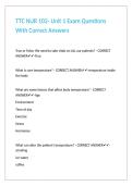 TTC NUR 102- Unit 1 Exam Questions With Correct Answers 