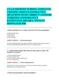CNA &lpar;CERTIFIED NURSING ASSISTANT&rpar; &NewLine;CERTIFICATION EXAM PRACTICE &NewLine;QUESTIONS WITH CORRECT ANSWERS &NewLine;&lpar;VERIFIED ANSWERS&rpar; PLUS &NewLine;RATIONALES 2026 Q&A &vert; INSTANT &NewLine;DOWNLOAD PDF