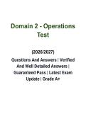 Domain 2 Operations Test Study Guide 2026&ndash;2027 &vert; Practice Questions & Answers &vert; Operations Management 