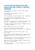SECTION 609 AUTOMOTIVE AC QUIZ QUESTIONS AND CORRECT VERIFIED ANSWERS