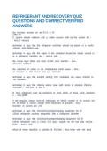 REFRIGERANT AND RECOVERY QUIZ QUESTIONS AND CORRECT VERIFIED ANSWERS