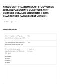 ARGUS CERTIFICATION EXAM STUDY GUIDE 2026&sol;2027 ACCURATE QUESTIONS WITH CORRECT DETAILED SOLUTIONS &vert;&vert; 100&percnt; GUARANTEED PASS NEWEST VERSION