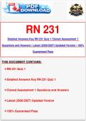 Detailed Answers Key RN 231 Quiz 1 Cloned Assessment 1 Questions and Answers &vert; Latest &lpar;2026&sol;2027&rpar; Updated Version &vert; 100&percnt; Guaranteed Pass