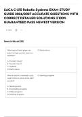SACA C-215 Robotic Systems EXAM STUDY GUIDE 2026&sol;2027 ACCURATE QUESTIONS WITH CORRECT DETAILED SOLUTIONS &vert;&vert; 100&percnt; GUARANTEED PASS NEWEST VERSION
