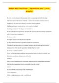 AMSA 490 Final Exam 1 Questions and Correct &NewLine;Answers 