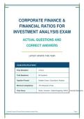 CORPORATE FINANCE &&NewLine;FINANCIAL RATIOS FOR&NewLine;INVESTMENT ANALYSIS EXAM&NewLine;ACTUAL QUESTIONS AND&NewLine;CORRECT ANSWERS