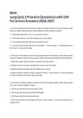 Med-surg Quiz 1 Practice Questions with 100&percnt; Correct Answers 2026-2027