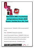 Maryland &lpar;MD&rpar; Psychology Jurisprudence Exam 2026 &vert; 450&plus; Exam Questions & Verified Answers &vert; Maryland Psychology Law&comma; Ethics&comma; Licensure&comma; Supervision&comma; Confidentiality & Board Regulations