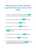 Medication Aide Test 2026 &sol; 2027 Most &NewLine;Comprehensive Question & Answer&vert; 100&percnt; &NewLine;Verified 