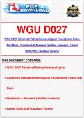 WGU D027 Advanced Pathopharmacological Foundations Exam Test Bank &vert; Questions & Answers &lpar;Verified Answers&rpar; &vert; Latest &lpar;2026&sol;2027&rpar; Updated Version