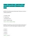 CHIMA COURSE FINAL QUESTIONS AND&NewLine;ACCURATE ANSWERS PREMIUM STUDY&NewLine;PACK&NewLine;