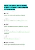CHIMA TEST PAPER QUESTIONS AND&NewLine;CORRECT ANSWERS COMPREHENSIVE&NewLine;LEARNING GUIDE