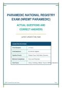 PARAMEDIC NATIONAL REGISTRY&NewLine;EXAM &lpar;NREMT PARAMEDIC&rpar;&NewLine;ACTUAL QUESTIONS AND&NewLine;CORRECT ANSWERS