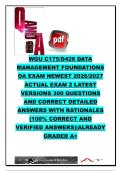 WGU C175&sol;D426 Data Management Foundations OA Exam 2026&ndash;2027 &vert; Western Governors University &lpar;WGU&rpar; &vert; 300&plus; Exam Questions with Verified Answers & Detailed Rationales &vert; SQL&comma; Database Design&comma; Normalization&comma; ER Modeling & Data Warehousing
