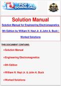 Solution Manual for Engineering Electromagnetics 9th Edition by William H&period; Hayt Jr&period; & John A&period; Buck &vert; Worked Solutions &vert; Latest &lpar;2026&sol;2027&rpar; Updated Version