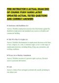 FIRE INSTRUCTOR II ACTUAL EXAM END&NewLine;OF COURSE STUDY GUIDE LATEST&NewLine;UPDATED ACTUAL TESTED QUESTIONS&NewLine;AND CORRECT ANSWERS&NewLine;
