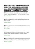 FIRE INSTRUCTOR 1 FINAL EXAM&NewLine;UPDATED ACTUAL EXAM PAPER&NewLine;2026 COMPLETE QUESTIONS AND&NewLine;CORRECT ANSWERS GRADED A&plus;&NewLine;