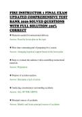 FIRE INSTRUCTOR 1 FINAL EXAM&NewLine;UPDATED COMPREHENSIVE TEST&NewLine;BANK 2026 SOLVED QUESTIONS&NewLine;WITH FULL SOLUTION 100&percnt;&NewLine;CORRECT