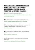 FIRE INSTRUCTOR 1 FINAL EXAM&NewLine;UPDATED FINAL PAPER 2026&NewLine;COMPLETE QUESTIONS AND&NewLine;VERIFIED ANSWERS GRADE A&plus;