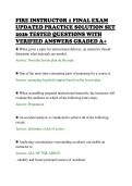 FIRE INSTRUCTOR 1 FINAL EXAM&NewLine;UPDATED PRACTICE SOLUTION SET&NewLine;2026 TESTED QUESTIONS WITH&NewLine;VERIFIED ANSWERS GRADED A&plus;