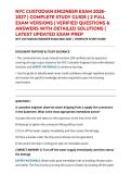 NYC CUSTODIAN ENGINEER EXAM 2026&ndash;2027 &vert; COMPLETE STUDY GUIDE &vert; 2 FULL EXAM VERSIONS &vert; VERIFIED QUESTIONS & ANSWERS WITH DETAILED SOLUTIONS &vert; LATEST UPDATED EXAM PREP