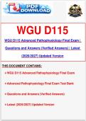 WGU D115 Advanced Pathophysiology Final Exam &vert; Questions and Answers &lpar;Verified Answers&rpar; &vert; Latest &lpar;2026&sol;2027&rpar; Updated Version