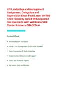 ATI Leadership and Management Assignment&comma; Delegation and Supervision Exam Final Latest Verified And Frequently tested With Expected real Questions With Well Elaborated Correct Answers GRADED A&plus;&period;