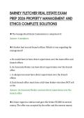BARNEY FLETCHER REAL ESTATE EXAM&NewLine;PREP 2026 PROPERTY MANAGEMENT AND&NewLine;ETHICS COMPLETE SOLUTIONS
