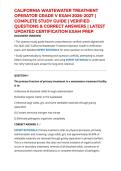 CALIFORNIA WASTEWATER TREATMENT OPERATOR GRADE V EXAM 2026&ndash;2027 &vert; COMPLETE STUDY GUIDE &vert; VERIFIED QUESTIONS & CORRECT ANSWERS &vert; LATEST UPDATED CERTIFICATION EXAM PREP