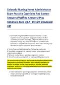 Colorado Nursing Home Administrator &NewLine;Exam Practice Questions And Correct &NewLine;Answers &lpar;Verified Answers&rpar; Plus &NewLine;Rationale 2026 Q&A&vert; Instant Download &NewLine;Pdf 