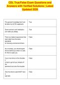 CDL True&sol;False Exam Questions and&NewLine;Answers with Verified Solutions &vert; Latest&NewLine;Updated 2026