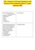 CDL&colon; chapter 31-35 Exam Questions and&NewLine;Answers with Verified Solutions &vert; Latest&NewLine;Updated 2026