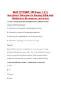 NUR 1172&sol;NUR1172 Exam 1 V1 &vert; &NewLine;Nutritional Principles in Nursing Q&A with &NewLine;Rationale &vert; Rasmussen University 