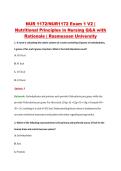 NUR 1172&sol;NUR1172 Exam 1 V2 &vert; &NewLine;Nutritional Principles in Nursing Q&A with &NewLine;Rationale &vert; Rasmussen University 