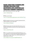 BASIC GERIATRIC NURSING 8TH&NewLine;EDITION PRACTICE TEST&NewLine;QUESTIONS AND ANSWERS 2026&NewLine;UPDATED VERSION VERIFIED A&plus;