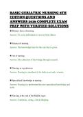 BASIC GERIATRIC NURSING 8TH&NewLine;EDITION QUESTIONS AND&NewLine;ANSWERS 2026 COMPLETE EXAM&NewLine;PREP WITH VERIFIED SOLUTIONS
