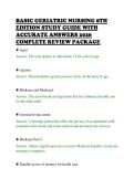 BASIC GERIATRIC NURSING 8TH&NewLine;EDITION STUDY GUIDE WITH&NewLine;ACCURATE ANSWERS 2026&NewLine;COMPLETE REVIEW PACKAGE