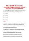 NUR 1172&sol;NUR1172 Exam 3 V2 &vert; &NewLine;Nutritional Principles in Nursing Q&A with &NewLine;Rationale &vert; Rasmussen University