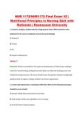 NUR 1172&sol;NUR1172 Final Exam V2 &vert; &NewLine;Nutritional Principles in Nursing Q&A with &NewLine;Rationale &vert; Rasmussen University 