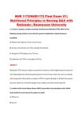 NUR 1172&sol;NUR1172 Final Exam V3 &vert; &NewLine;Nutritional Principles in Nursing Q&A with &NewLine;Rationale &vert; Rasmussen University 