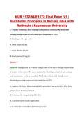 NUR 1172&sol;NUR1172 Final Exam V1 &vert; &NewLine;Nutritional Principles in Nursing Q&A with &NewLine;Rationale &vert; Rasmussen University 