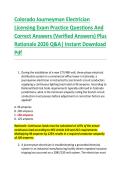 Colorado Journeyman Electrician &NewLine;Licensing Exam Practice Questions And &NewLine;Correct Answers &lpar;Verified Answers&rpar; Plus &NewLine;Rationale 2026 Q&A&vert; Instant Download &NewLine;Pdf 