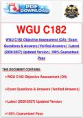 WGU C182 Objective Assessment &lpar;OA&rpar; &vert; Exam Questions & Answers &lpar;Verified Answers&rpar; &vert; Latest &lpar;2026&sol;2027&rpar; Updated Version &vert; 100&percnt; Guaranteed Pass