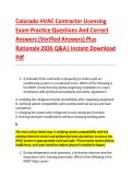 Colorado HVAC Contractor Licensing &NewLine;Exam Practice Questions And Correct &NewLine;Answers &lpar;Verified Answers&rpar; Plus &NewLine;Rationale 2026 Q&A&vert; Instant Download &NewLine;Pdf  